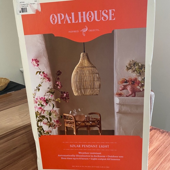 17" LED Outdoor Solar Pendant Natural - Opalhouse - Picture 3 of 10